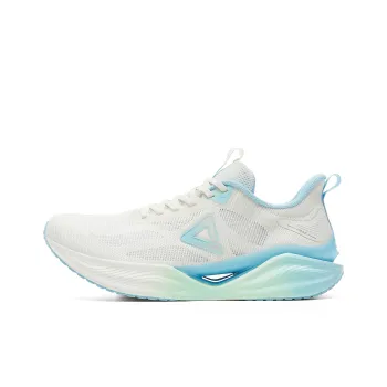 PEAK Abrasion Resistant Lightweight Rebound Low Top Running Shoes Men's Milk White Light Blue