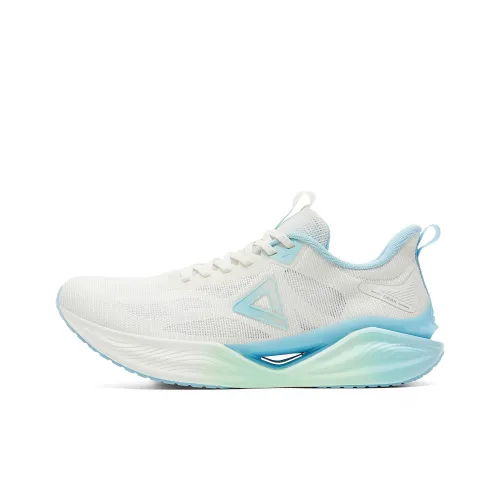PEAK Abrasion Resistant Lightweight Rebound Low Top Running Shoes Men's Milk White Light Blue