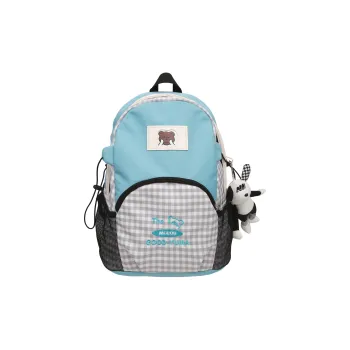 URBAN FOREST Nylon Backpack Unisex Peacock Blue/Silver/Ivory/Black