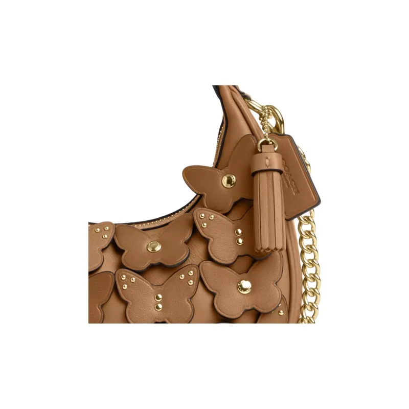 COACH CARMEN Leather Shoulder Bag, Crossbody Bag, Handbag Mini Women's Honeys Brown-3