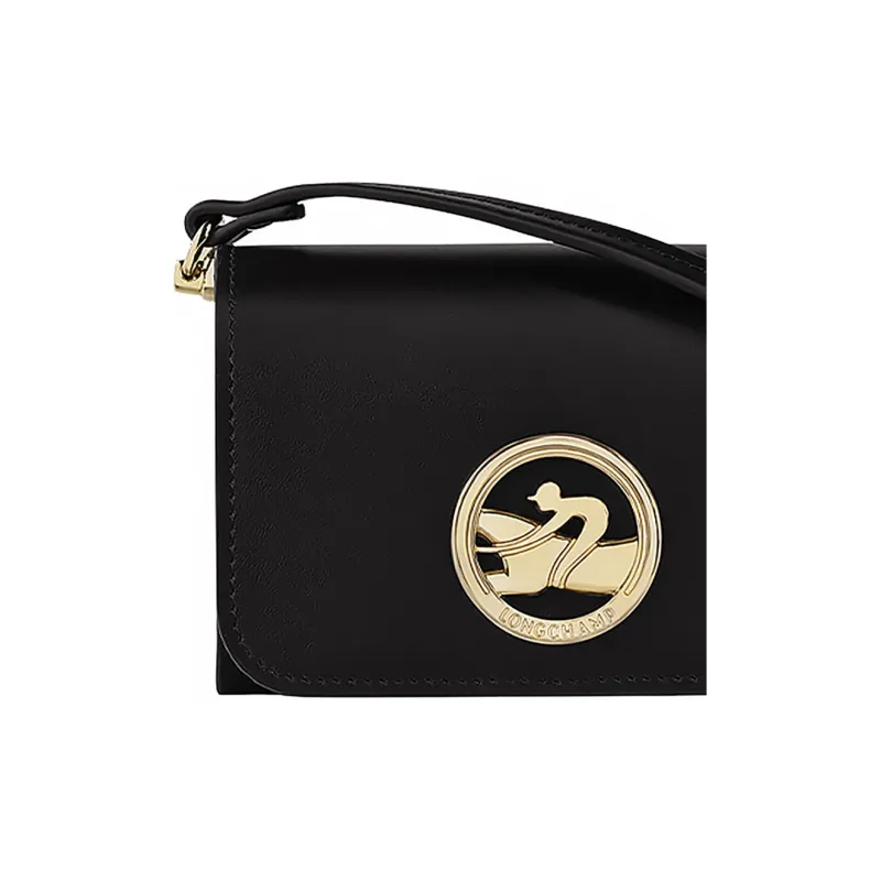 LONGCHAMP BOX TROT Calfskin Small Square Box, One Shoulder Crossbody Coin Purse Women's Black-4