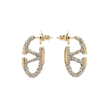 Valentino 18k Gold Crystal Stud Earrings Women's Gold