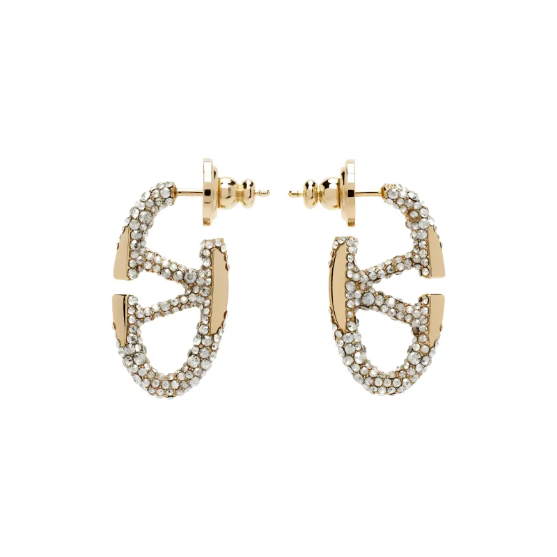 Valentino 18k Gold Crystal Stud Earrings Women's Gold-0