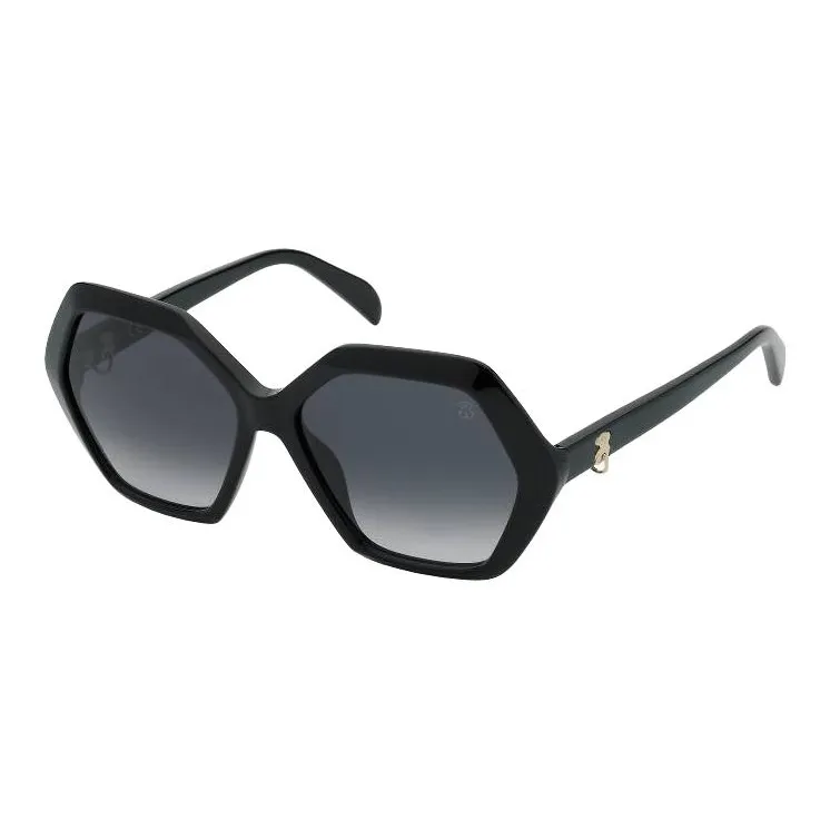 TAOSIXIONG Acetate Irregular Shape Sunglasses Women's Black-0