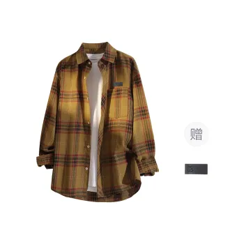 YOSICIL Shirt Unisex Yellow Plaid