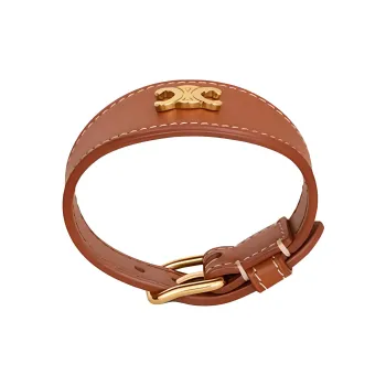 CELINE Les Cuirs CELINE Bracelet In Calfskin And Brass With Gold Finish
