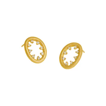 Bi disc S925 Silver 5 Layer Thick 18K Gold Plated Stud Earrings Unisex