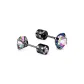 Black Colored Zircon-Aurora Iridescent Stud Earrings (4MM)