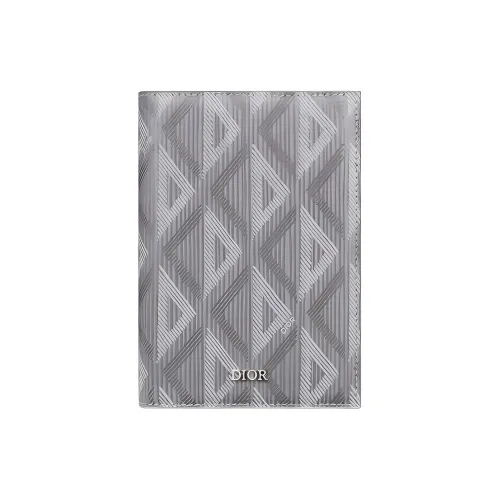DIOR CD Diamond Canvas Passport Case Card Holder Wallet Passport Holder Men's Gray