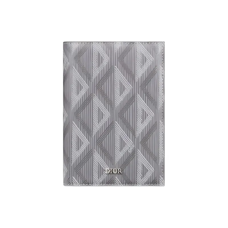 DIOR CD Diamond Canvas Passport Case Card Holder Wallet Passport Holder Men's Gray-0