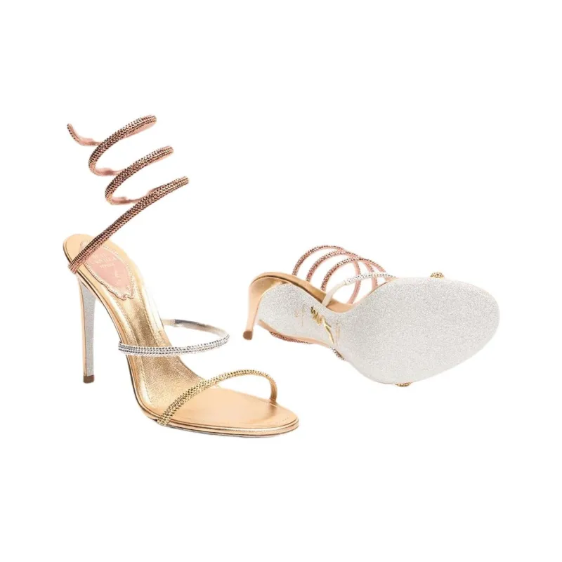 RENE CAOVILLA Cleo Slide Slippers 10.5cm Women's Gold-4