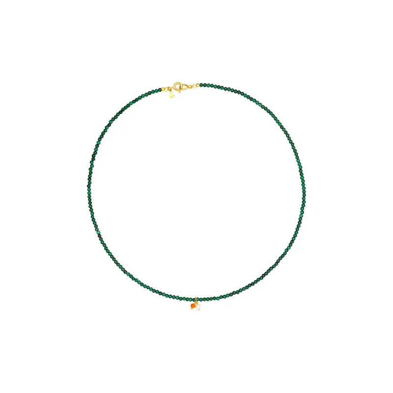 TAOSIXIONG CAMILLE 925 Sterling Silver, Gold Plated Necklaces Women's Green-0
