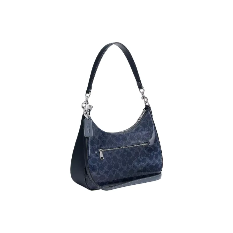 COACH Teri Canvas Hobo Bag, Handbag, Shoulder Bag Large Size Women's Dark Blue-1