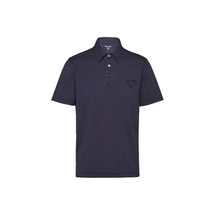 PRADA Triangle logo Cotton Polo Shirt-0