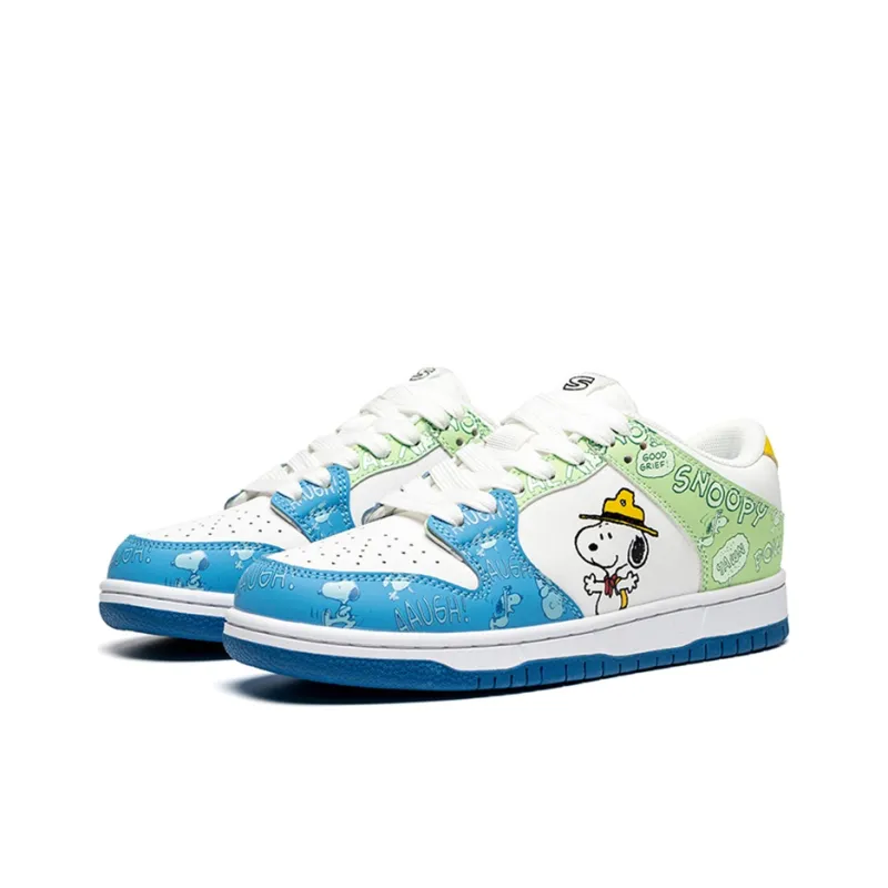 SNOOPY S.Dunk Skateboard Shoes Women's Low Top Blue Green-3