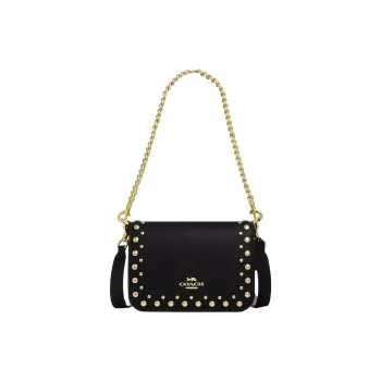 COACH Quinn Delicate Pebble Leather Crossbody Bag, Shoulder Bag Small Size Women's Black