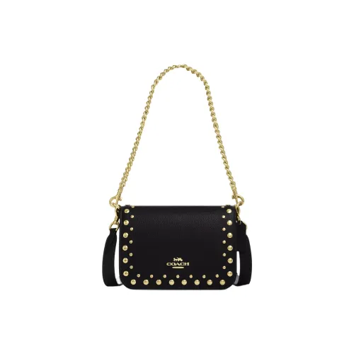 COACH Quinn Delicate Pebble Leather Crossbody Bag, Shoulder Bag Small Size Women's Black