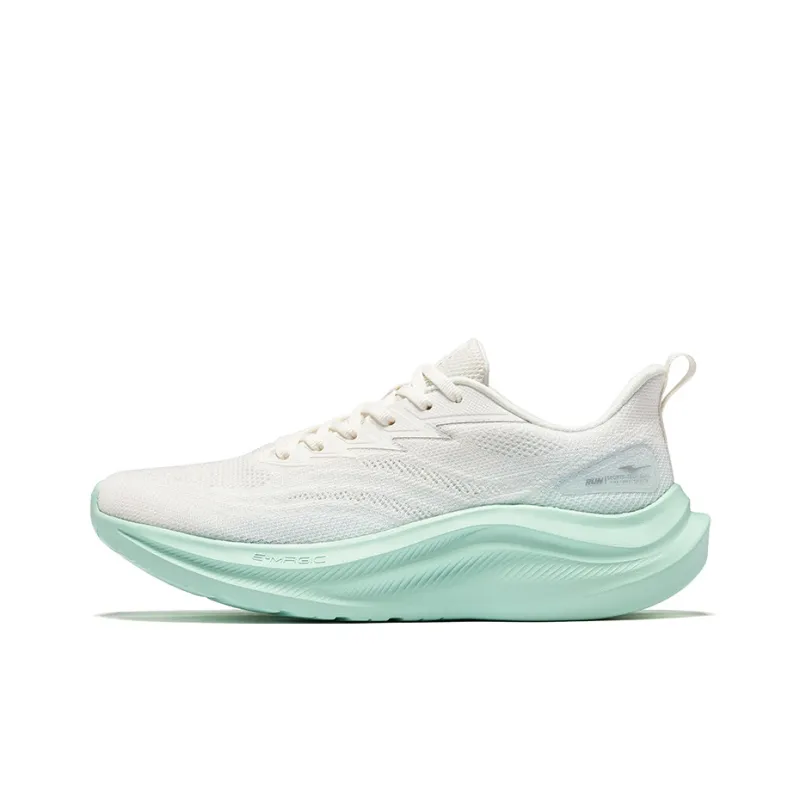 Erke Abrasion Resistant Coverage Cushioning Low Top Casual Sprint Running Shoes Men's White Green-0