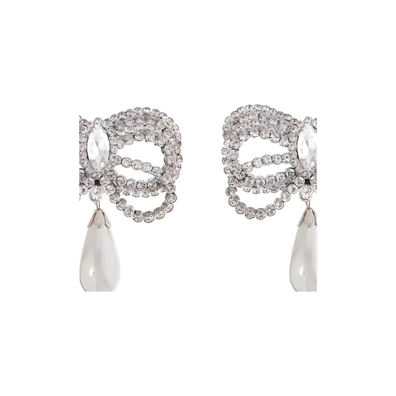 Alessandra Rich Bow Embellished Earrings-2