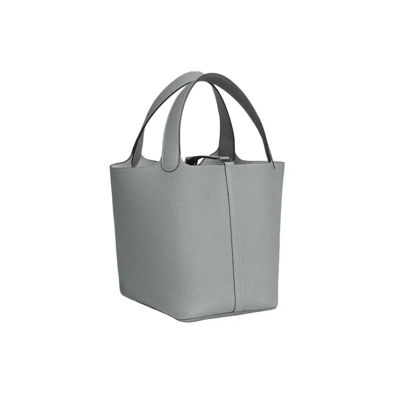 HERMES Picotin Lock Little Bull Leather Basket Bag, Bucket Bag, Handbag Women's Puppet Gray-2