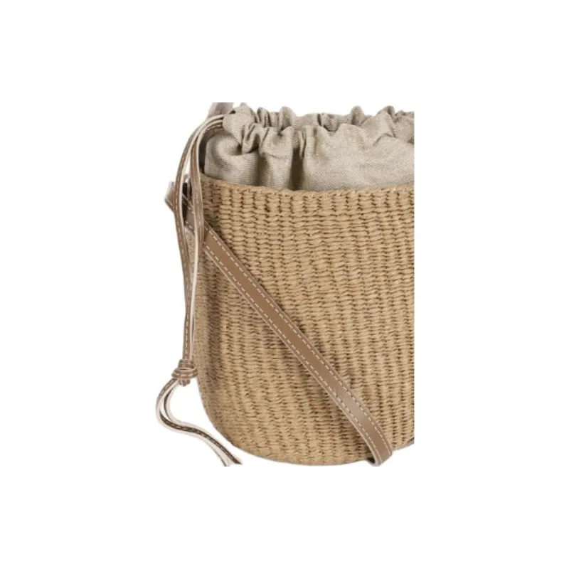 Chloe Calfskin Shoulder Bag, Crossbody Bag, Handbag Trumpets Women's Brown & Natural-2