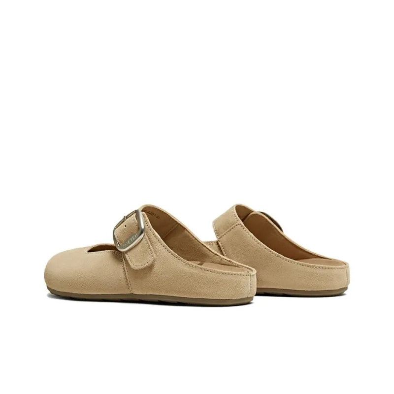 BASTO Rubber Sole Leather Patchwork Closed Toe Slippers Women's-7