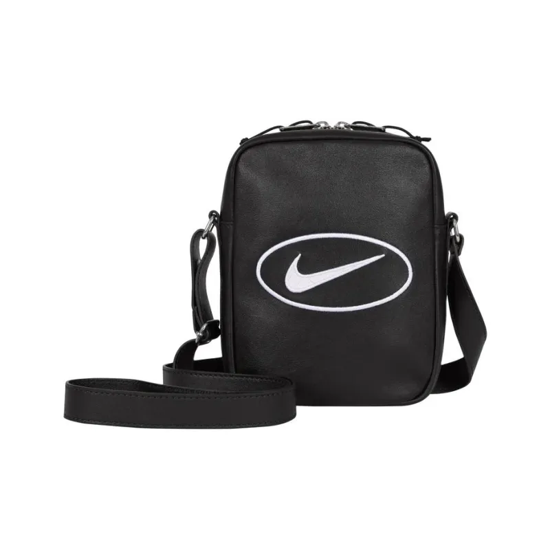 Supreme Nike Collaboration Buffalo Leather Shoulder Bag, Crossbody Bag Unisex Black-0