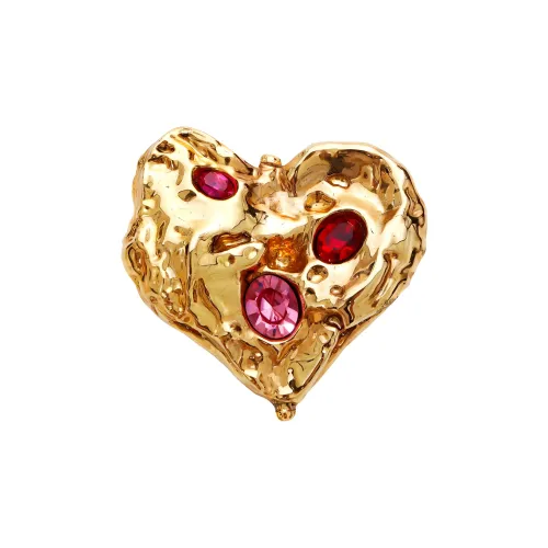 SAINT LAURENT Rhinestone embellished Heart Brooch