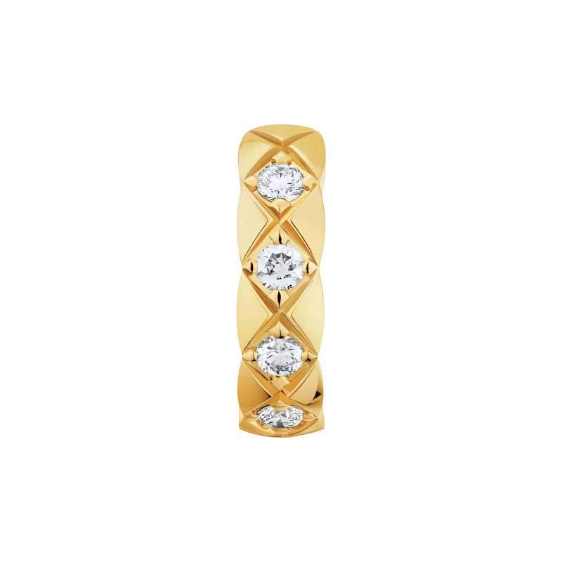 CHANEL Diamond Earrings Unisex Gold-1