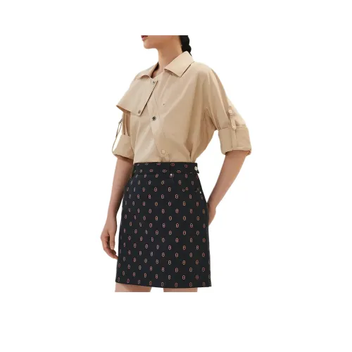 HERMES Denim Short Skirts Women's Dark Blue