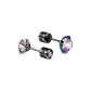 Black Colored Zircon-Aurora Multicolor Stud Earrings (5MM)