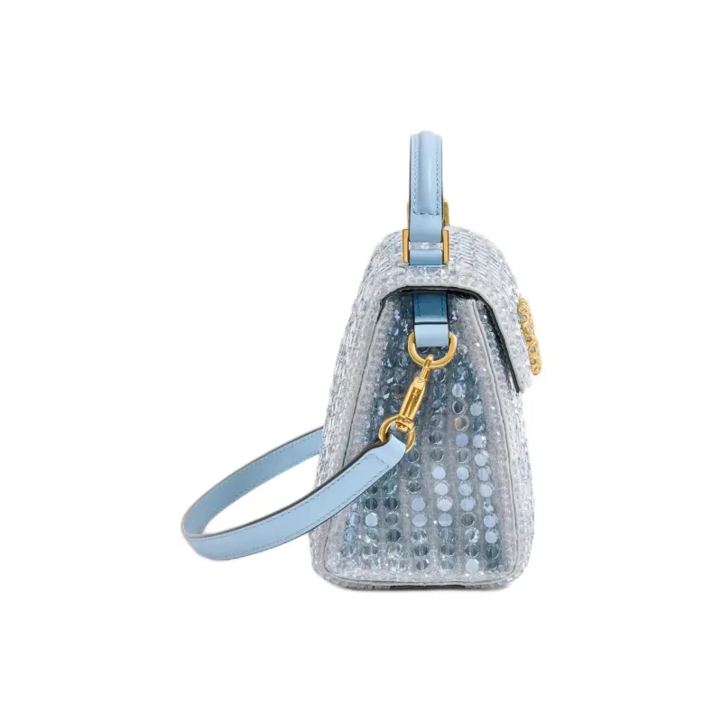 Valentino VSLING Glass Shoulder Bag, Crossbody Bag, Handbag Mini Women's Sapphire & Light Blue-2
