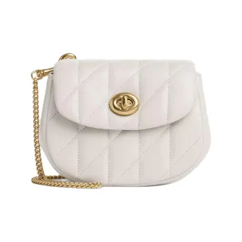 COACH Turnlock Nappa Leather Crossbody Bag, Shoulder Bag Mini Women's White