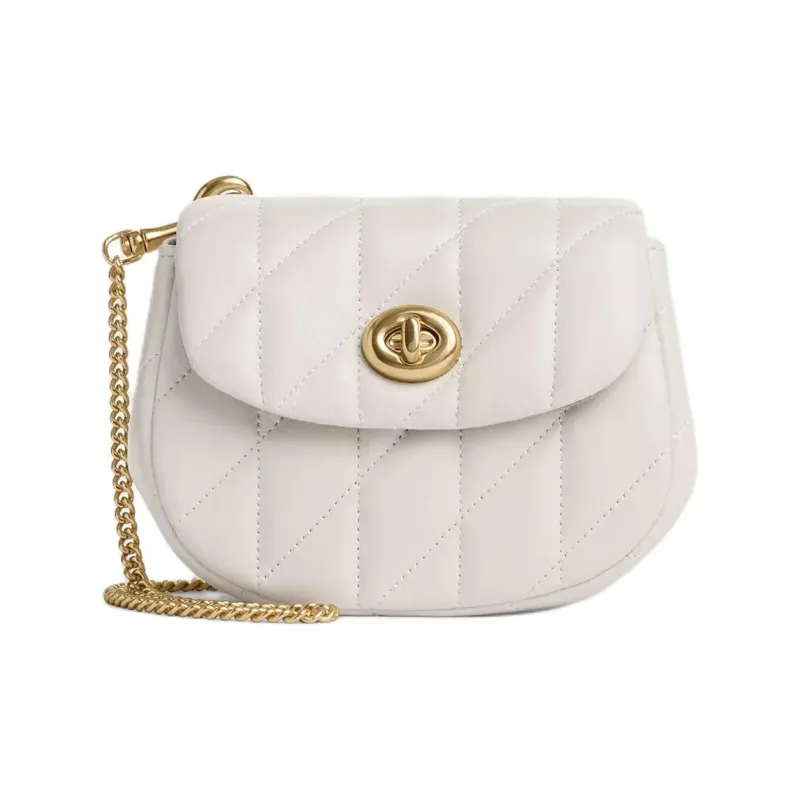 COACH Turnlock Nappa Leather Crossbody Bag, Shoulder Bag Mini Women's White-0