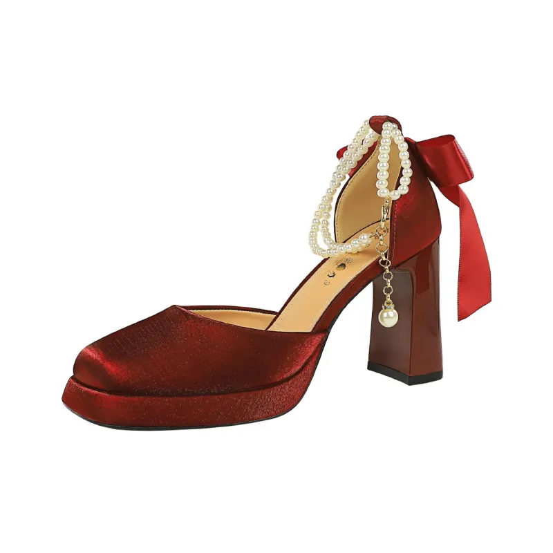 QITUMAUL Chunky Heel High Heels Women's-7