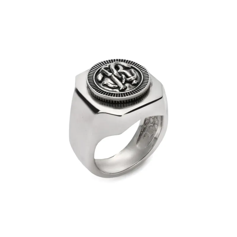 Roberto Cavalli Embossed Signet Ring-0
