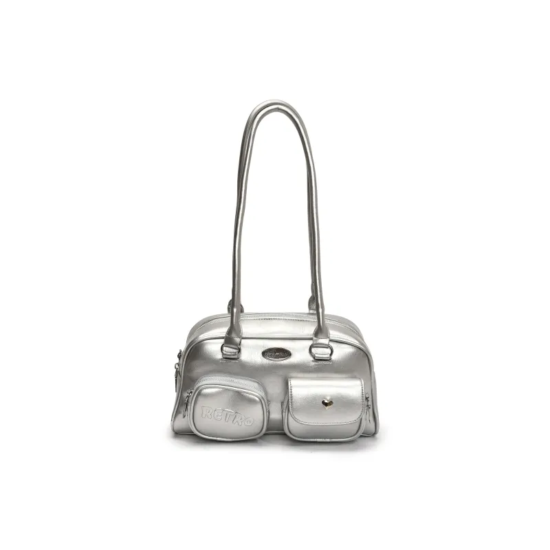 Single Warehouse PU Shoulder Bag Regular Women's Silver/Black/Blue-0
