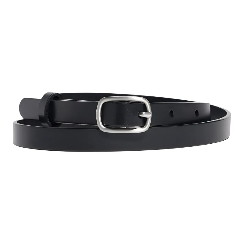UNIQLO Logo Identification Cow Leather Leather Belts Women's Black Width: 1.5cm-1