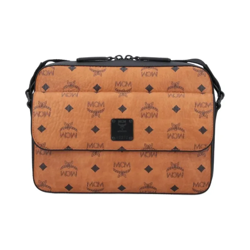 MCM Aren Visetos Coated Canvas Messenger Bag Shoulder Bag Crossbody Bag Medium Size Men's Brown Cognac-0