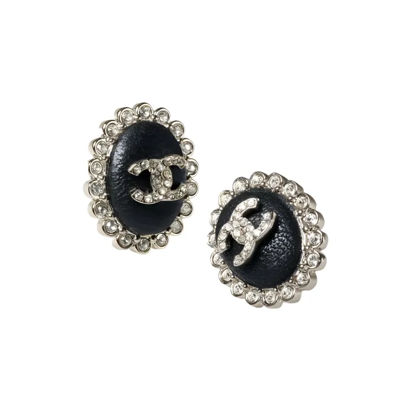 CHANEL Earrings Women's Black/Silver-1