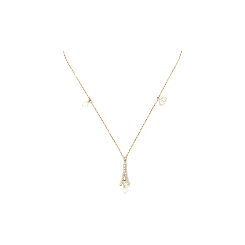 DIOR Resin Pearl Metal Necklaces Women's Gold-1