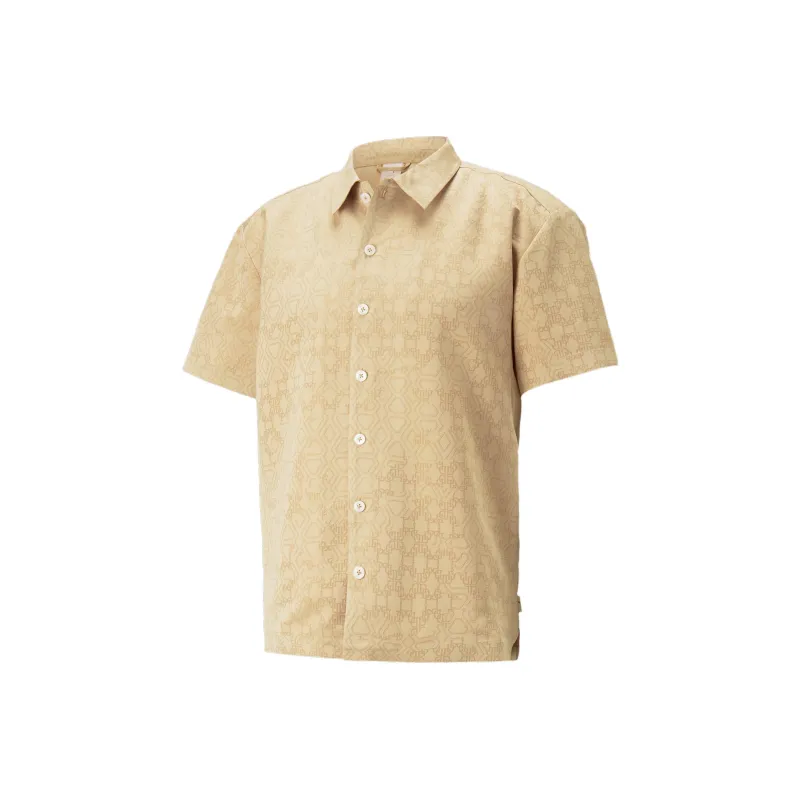 PUMA X DAPPER DAN Co branded Series Shirts Men Ginger Yellow-0