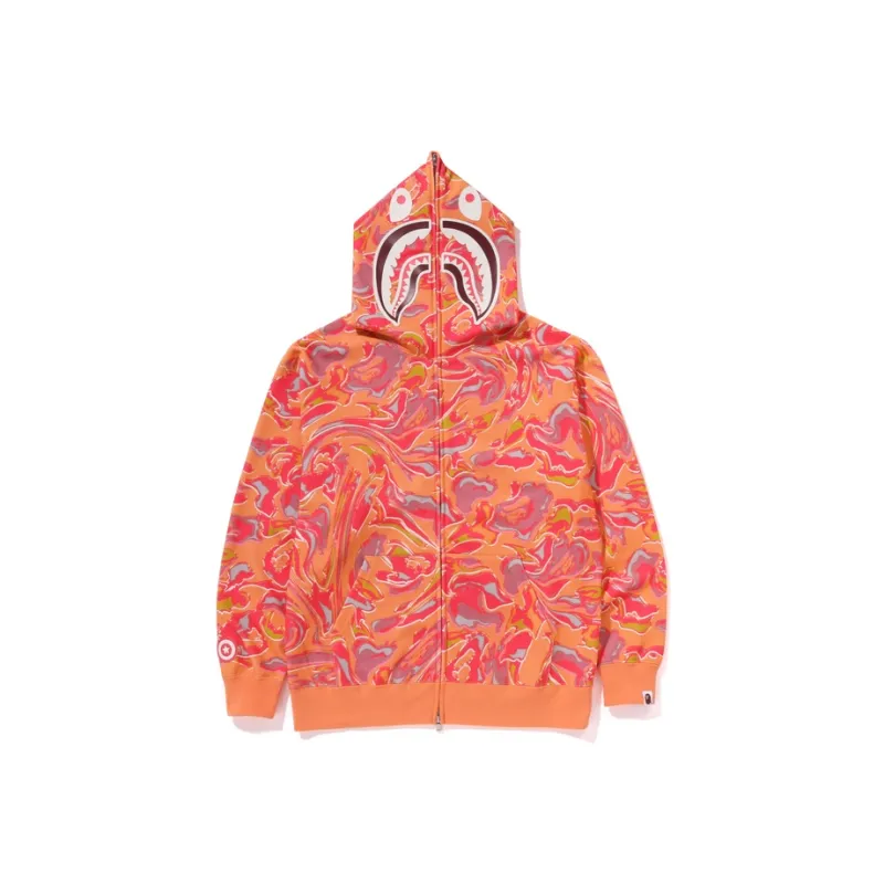 Bape Marbling Camo Shark Relaxed Fit Full Zip Hoodie-10