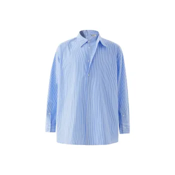TOKUHON Shirts Men Blue Stripes Pattern
