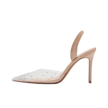 MANGO Party Slim Heel High Heels 9.5cm Women's Flesh