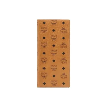 MCM Original Visetos Leather Long Clutch Wallet Large Size Unisex Brown Cognac