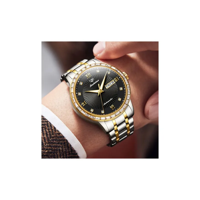 Jin Shi Dun Mechanical Movement Stainless Steel Watchband Watch Men's Watches White Dial-7
