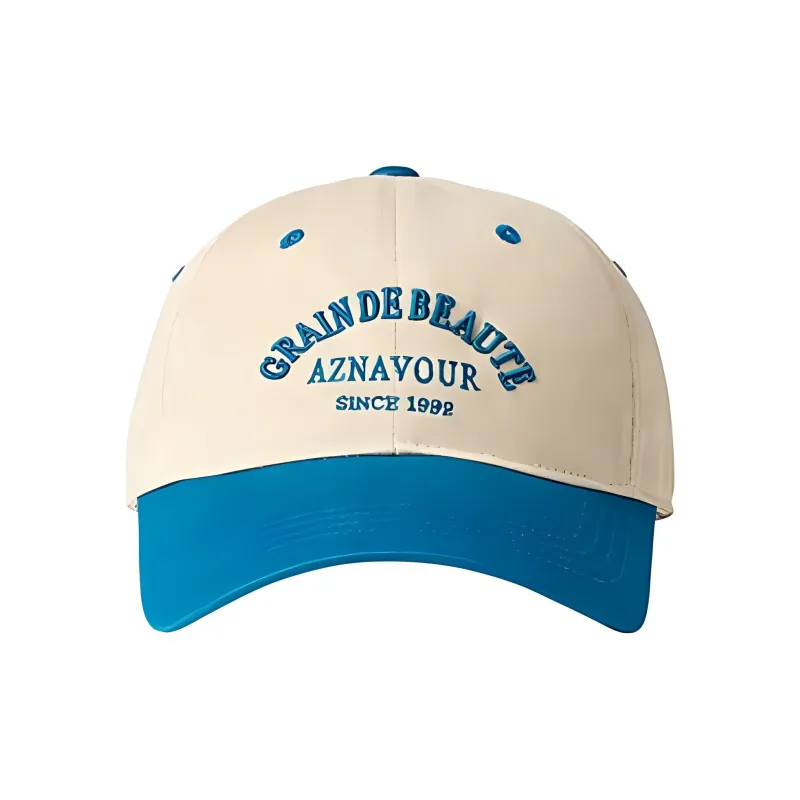 GRAIN DE BEAUTE Cotton Fabric Baseball Caps Unisex White/Blue-1