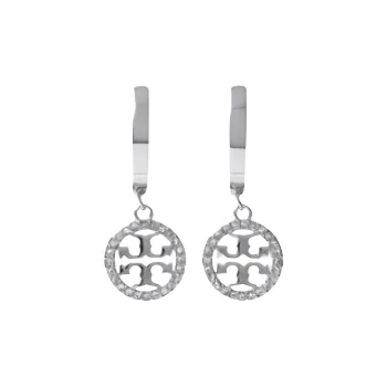 TORY BURCH Miller Logo Plaque Huggie Earrings