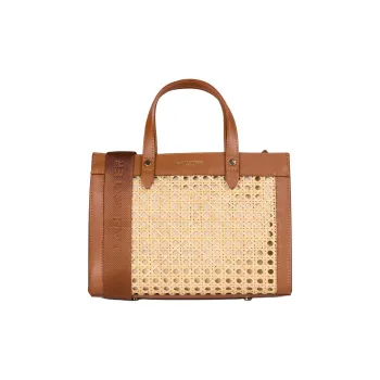 Lancaster Leather Tote Bag, Shopping Bag, Shoulder Bag, Crossbody Bag, Handbag Women's Beige & Brown